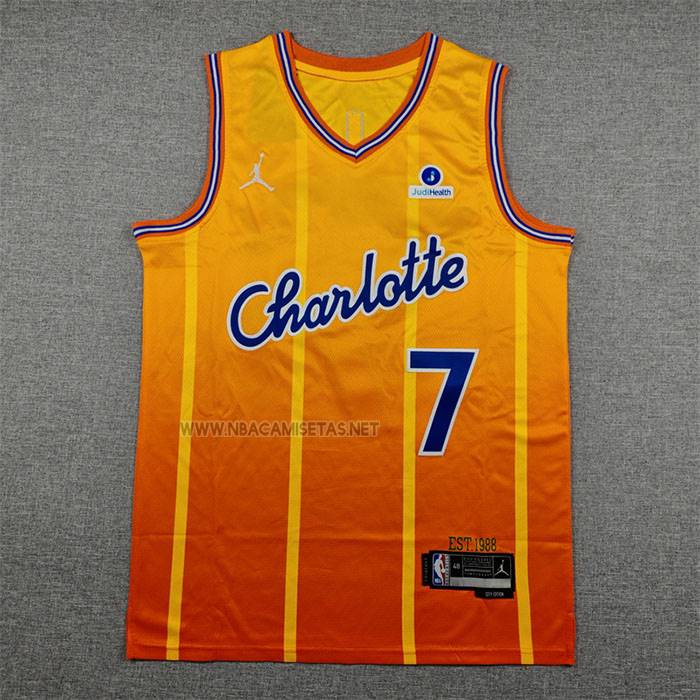 Camiseta Charlotte Hornets Kon Knueppel NO 7 Ciudad 2025-26 Naranja